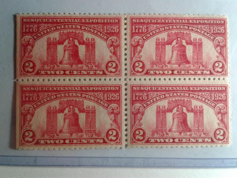 SCOTT # 627 BLOCK OF 4 MINT NEVER HINGED GEMS