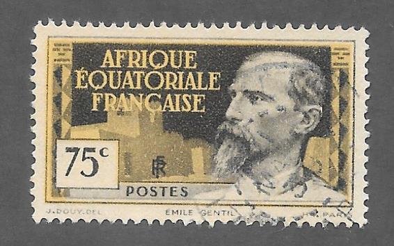French Equatorial Africa Scott 53 Used 75c stamp  2018 CV $4.50