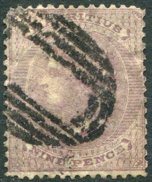 MAURITIUS-1860 9d Dull Purple Sg 51 GOOD USED V23439