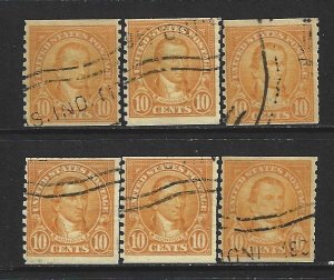 UNITED STATES - #603 - 10c JAMES MONROE COIL USED STAMPS LOT