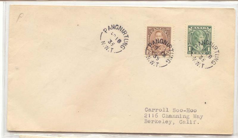 Canada Pangnirtung NWT 1935 (cover letter)