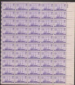 US #923 Mint Sheet Steamship Savannah ships