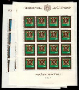 Liechtenstein Scott 617-20, 628-30, 650-53 Mint NH sheets (Catalog Value $115)