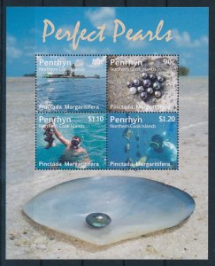[113767] Penrhyn Cook Islands 2011 Pearl industry Marine life Souv. sheet MNH