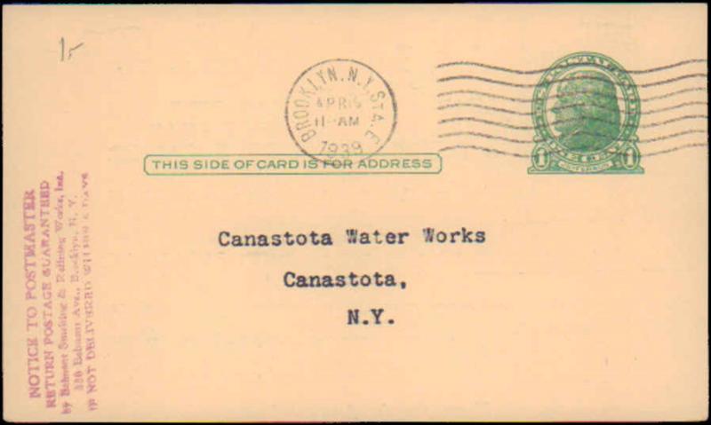 United States, New York, Government Postal Card