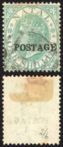 Natal SG84 1/- Green Opt POSTAGE Cat 8 pounds