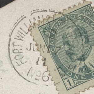 1911 RPO Postmark Fort William & Winnipeg RPO/ No 6 On Lake Superior PC