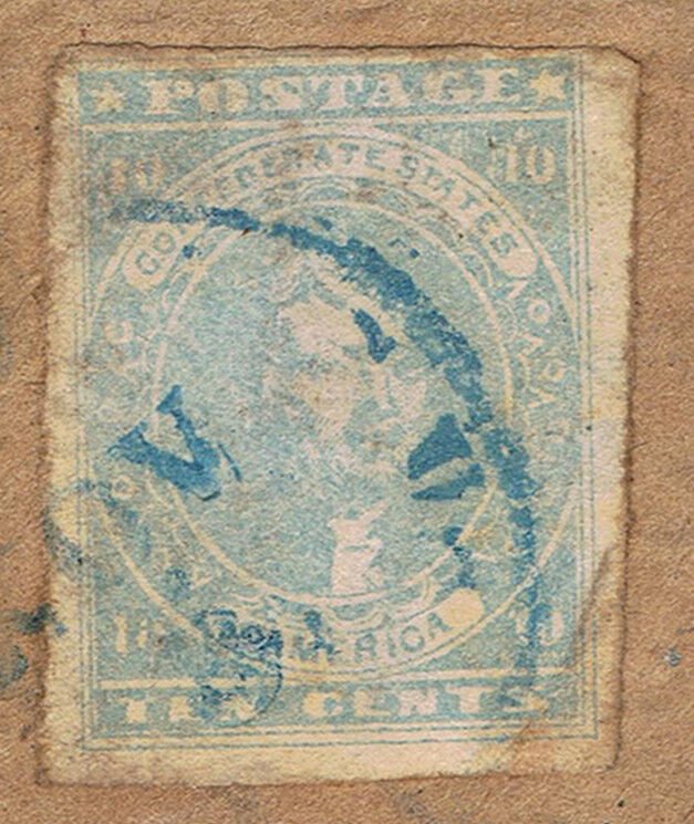GENUINE CSA SCOTT #2e STONE-Y LIGHT MILKY BLUE TIED TO COVER BLUE TOWN CANCEL