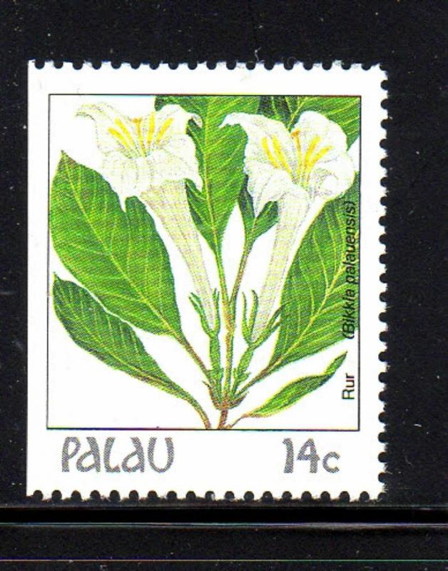 PALAU  #130  1987-88  FLOWERS  MINT  VF NH  O.G BOOKLET SINGLE  b