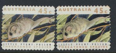 Australia SG 1330  Used pair different phosphors  perf 11½ Threatened Specie...