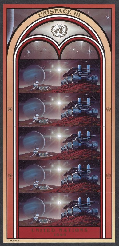 United Nations NY #761-762 33¢ Unispace III Souvenir Sheet (1999). MNH