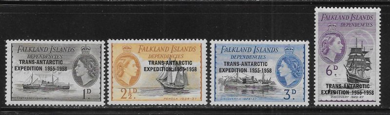 Falkland Islands Dependencies 1L34-37 1955-1958 Expedition set MNH (*sch*)
