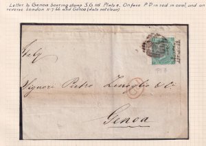 GREAT BRITAIN SG 115 PLATE 4  ON COVER TO GENOA ITALY PLEASE READ DESCRIPTION