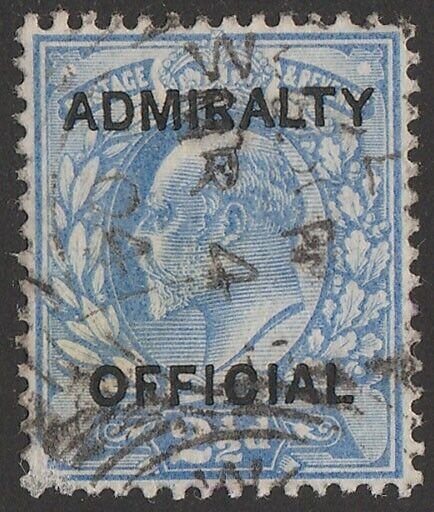 GREAT BRITAIN 1903 'ADMIRALITY OFFICIAL' on KEVII 2½d SG type 010 Scarce genuine