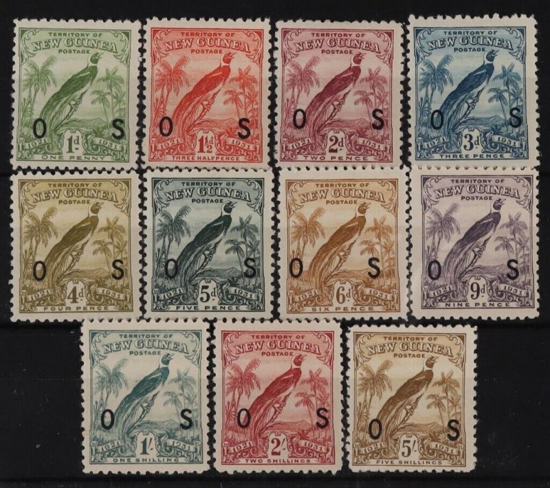 NEW GUINEA 1931 Dated Bird OS set 1d to 5/-. VF fresh MLH. SG O31-41 cat £225.
