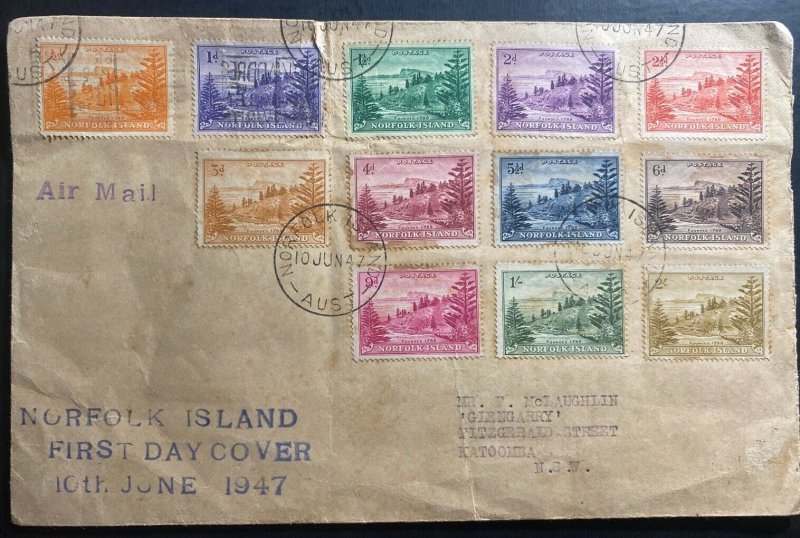 1947 Norfolk Island Australia First Day Cover To Katoomba First Stamp Sc#1-12 