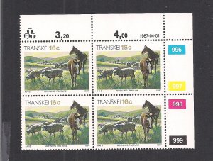 SOUTH AFRICA - TRANSKEI SC# 143  CONTROL BK/4  #1090-93   FVF/MNH 1987