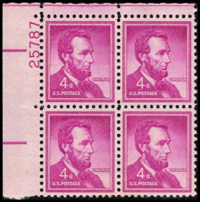 US #1036a LINCOLN MNH UL PLATE BLOCK #25787