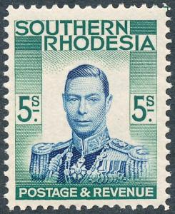 Southern Rhodesia 1937 5s Blue & Blue-Green SG52 MVLH