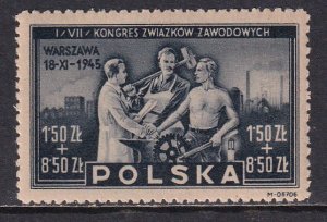 Poland 1945 Sc B42 Trade Unions Congress Warsaw Stamp MNH