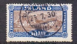 Iceland  #145  1925    used  view of Reykjavik  10a. brown and blue