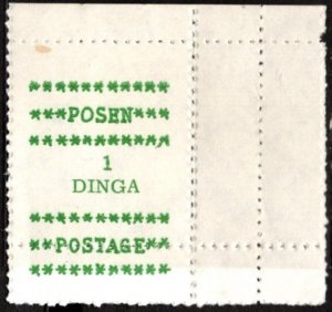 Vintage Posen Illinois Charity Poster Stamp Posen 1 Dinga Postage MNH Misperf