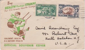 New  Zealand  Scott # 189  on Cachet Cover Children's Health & Flowers TO USA