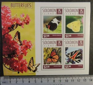 Solomon Islands 2014 butterflies insects flowers m/sheet mnh 