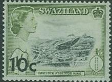 Swaziland SC# 75, QE II & Haverlock Asbestos Mine,10c MH