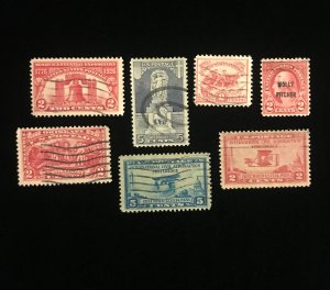 Scott 627, 628, 629, 644, 646, 649, and 650, Set of 7 used stamps