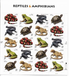 USA, 3814-3818, MNH, SHEETS, REPTILES & AMPHIBIANS