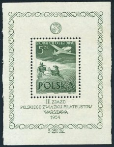 Poland C34 sheet, MNH. Air Post 1954.Congress of Polish Philatelic Associations.