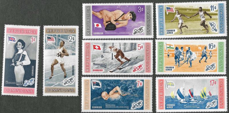 Dom Rep SC 501-505, C106-C108 - 1956 Olympic Winners - MH - 8 Stamp Set - 1958