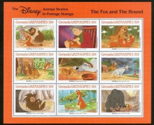 Grenada Grenadines 1988 Walt Disney The Fox & the Hound Cartoon Animation Fil...