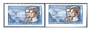 Hungary. Astronautics. Valentina Tereskova 1965. Serrated + not serrated.
