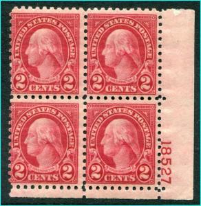 #583  Mint Never hinged    Plate Block of four  