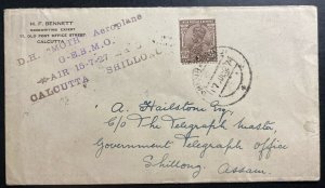 1927 Calcutta India First Flight Early Airmail cover FFC To Shillong