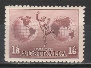 AUSTRALIA 1934 HERMES AND GLOBE 1/6 NO WMK PERF 11
