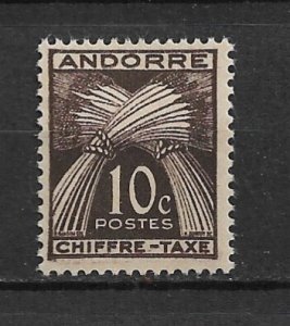 1931 French Andorra J21 10c Postage due MH