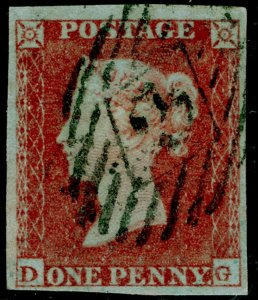 SG8, 1d red-brown PLATE 161, FINE USED. Cat £50. DG