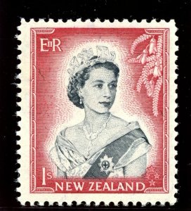 New Zealand 1958 QEII 1s black & carmine-red (Die II) superb MNH. SG 732b.