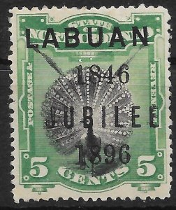 LABUAN SG86b 1896 JUBILEE 5c BLACK & GREEN p13½-14 MTD MINT