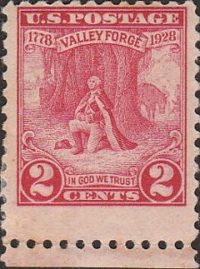 # 645 Mint FAULT Carmine Rose George Washington At Prayer Valley Forge
