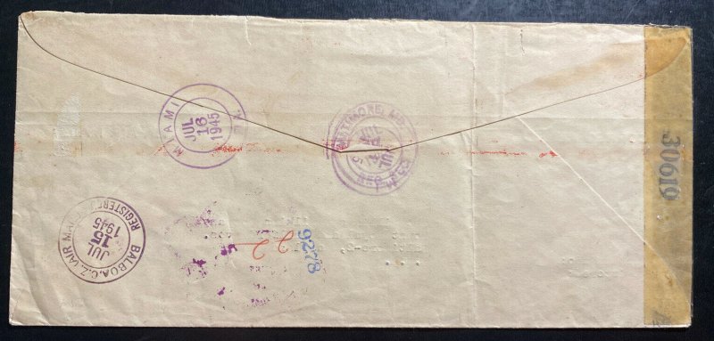 1945 Panama Hospital Censored Airmail Cover to Baltimore MD USA 