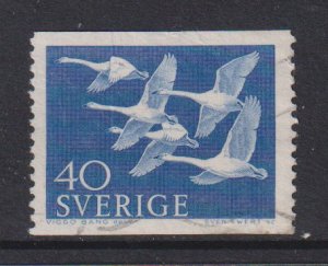 Sweden  #493  used  1956  Nordic countries issue  40o whooper swans