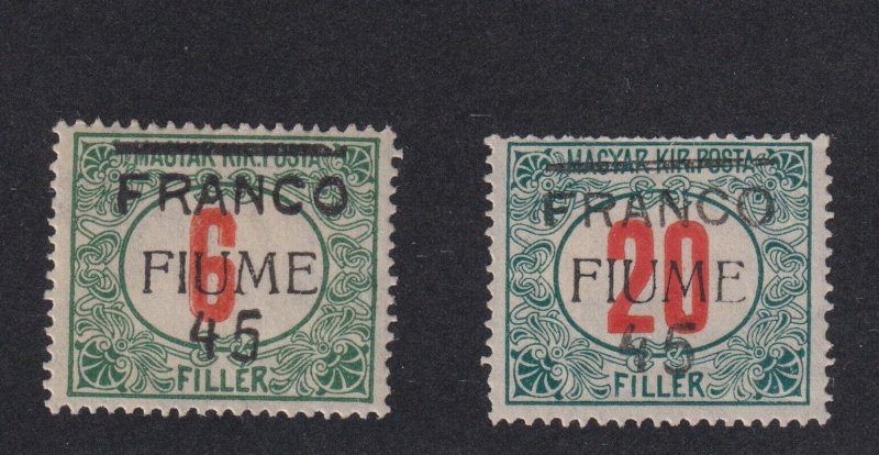 Fiume Scott # 24 -  25 Set VF OG mint previously hinged scv $ 80 ! see pic ! 