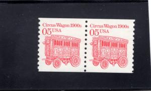 2452 Circus Wagon, MNH coil pair