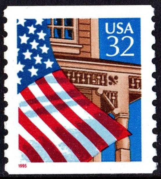 SC#2913 32¢ Flag Over Porch Coil Single (1995) MNH