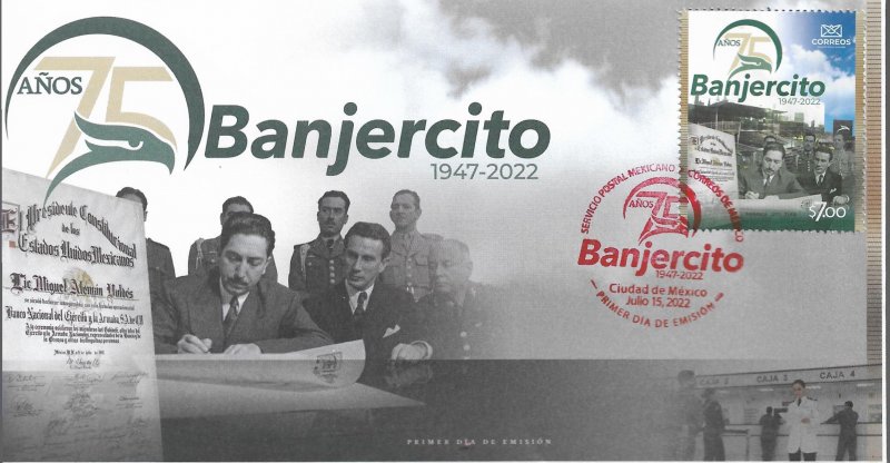 J) 2022 MEXICO, 75 YEARS OF BANJERCITO, FDC