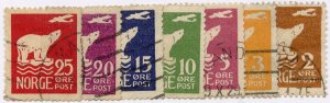 Norway Stamps # 104-10 Used VF Scott Value $147.50